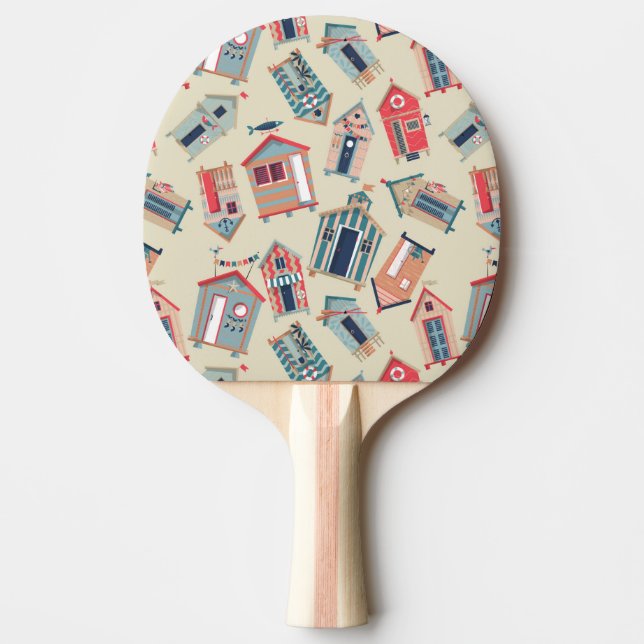 Beach Hut Pattern Ping Pong Paddle (Front)