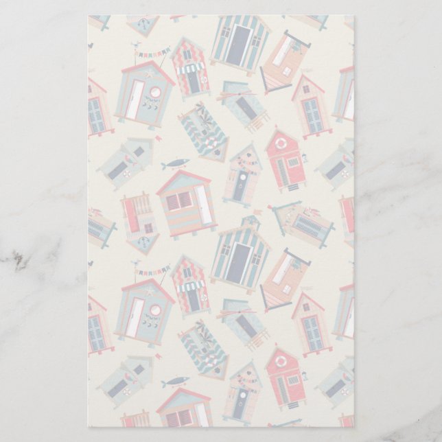 Beach Hut Pattern Stationery (Front)