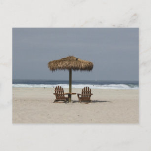 beach hut postcard