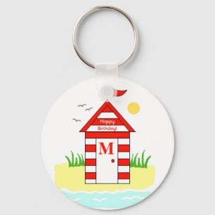 Beach Hut Red Key Ring