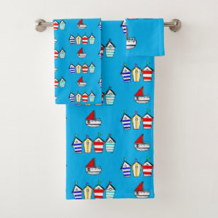 beach hut & sea boat bath towel set