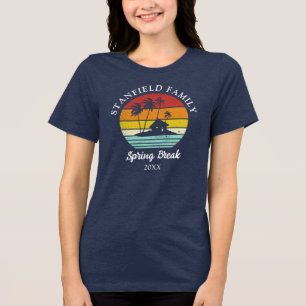 Beach Hut Spring Break Palm Trees Family Matching Tri-Blend Shirt