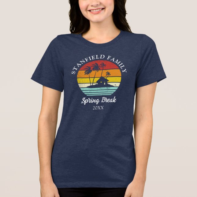 Beach Hut Spring Break Palm Trees Family Matching Tri-Blend Shirt (Front)
