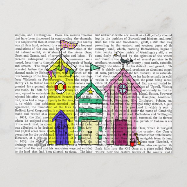 Beach Huts 1 Illustration Postcard (Front)