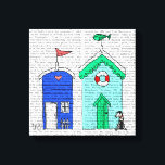 Beach Huts 2 Illustration Canvas Print<br><div class="desc">Coastal & Tropical</div>