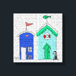 Beach Huts 2 Illustration Canvas Print<br><div class="desc">Coastal & Tropical</div>