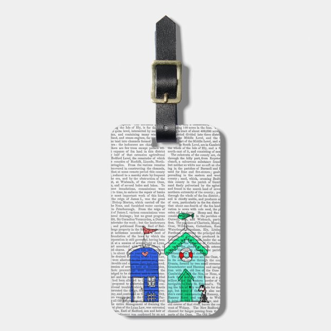 Beach Huts 2 Illustration Luggage Tag (Front Vertical)