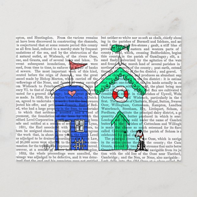 Beach Huts 2 Illustration Postcard (Front)