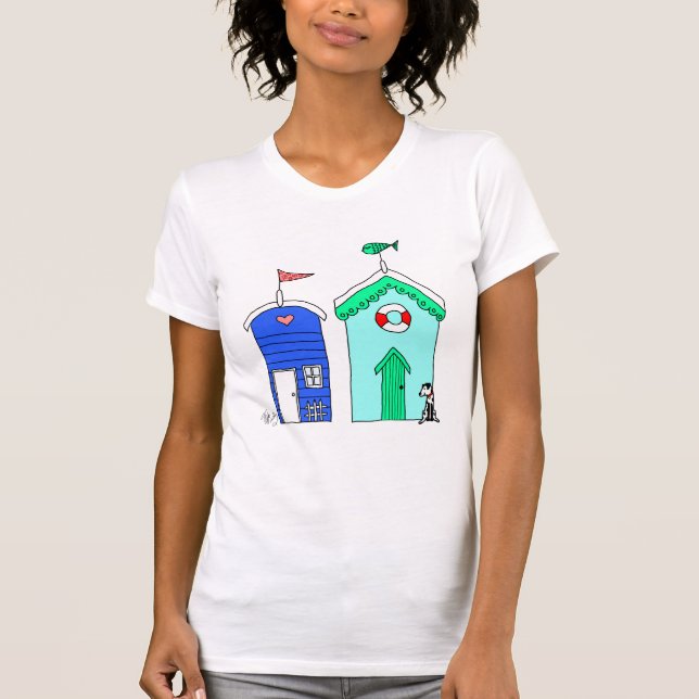 Beach Huts 2 Illustration T-Shirt (Front)