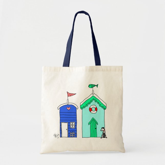 Beach Huts 2 Illustration Tote Bag (Front)