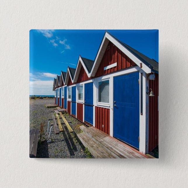 Beach Huts 3 15 Cm Square Badge (Front)