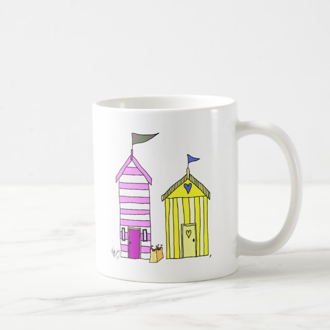 Beach Huts 3 Illustration Coffee Mug (Right)