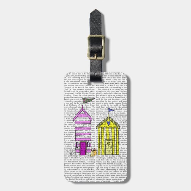 Beach Huts 3 Illustration Luggage Tag (Front Vertical)
