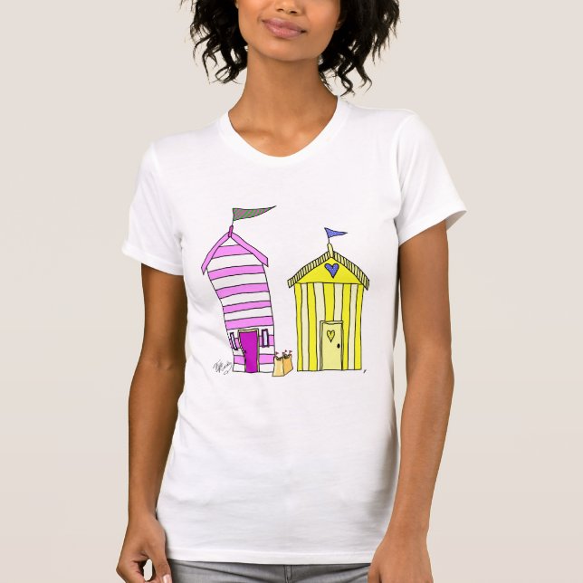 Beach Huts 3 Illustration T-Shirt (Front)