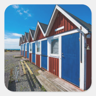 Beach Huts 3 Square Sticker