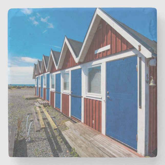 Beach Huts 3 Stone Coaster (Front)