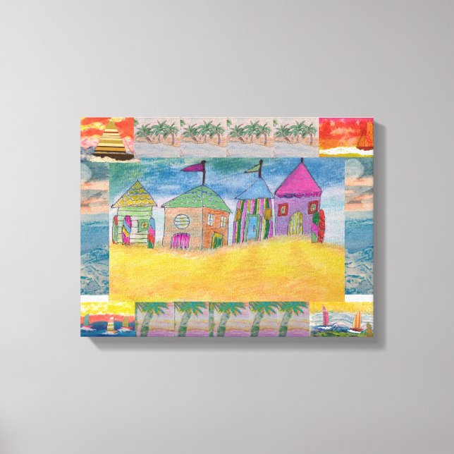 Beach Huts Abstract  Canvas Print (Front)