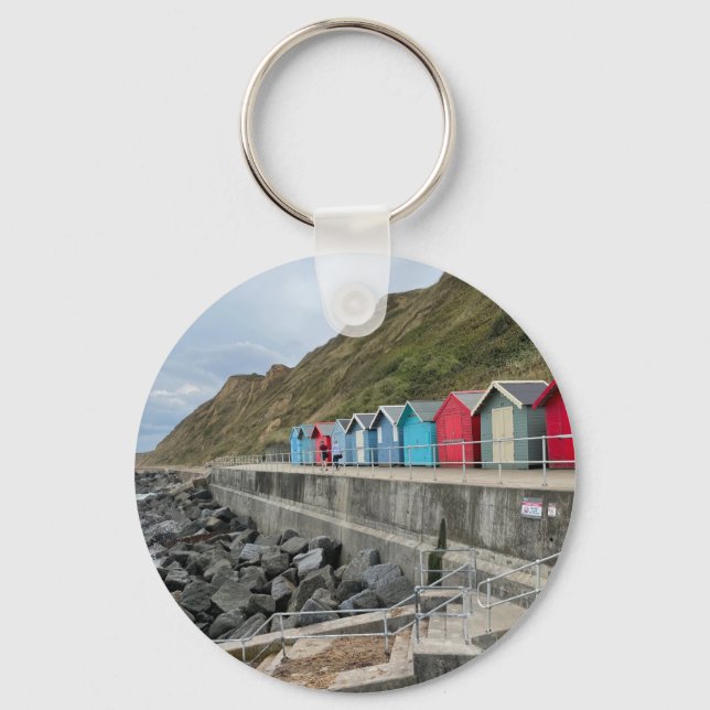 Beach Huts at Sheringham Norfolk  Key Ring (Front)