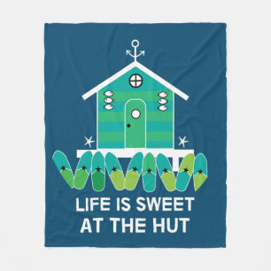 Beach Huts   Beach Hut Owners    Latte Mug Fleece Blanket