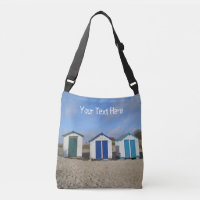 Beach huts blue skies sand english seaside photo