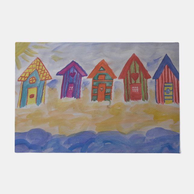Beach Huts Door Mat (Front)