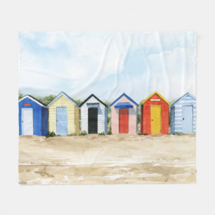 Beach Huts I Fleece Blanket