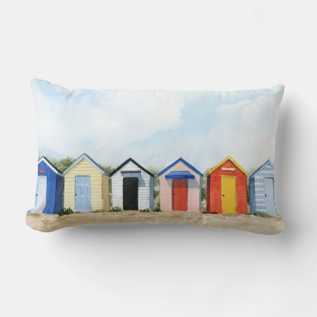 Beach Huts I Lumbar Cushion (Front)