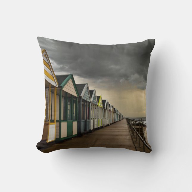 Beach Huts In A Summer Storm | Southwold Cushion (Front)