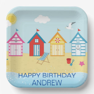 Beach Huts Paper Plate