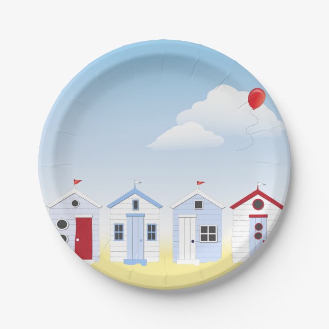 Beach Huts Paper Plates (Front)
