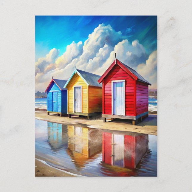 Beach Huts Postcard (Front)