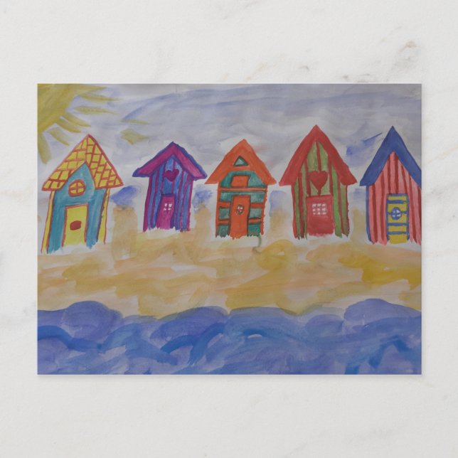 Beach Huts Postcard (Front)