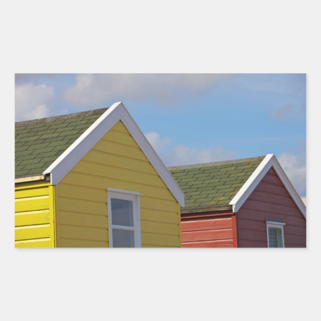 Beach Huts | Southwold, England Rectangular Sticker (Front)