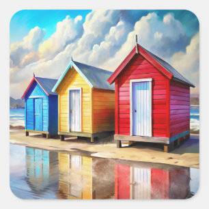Beach Huts Square Sticker