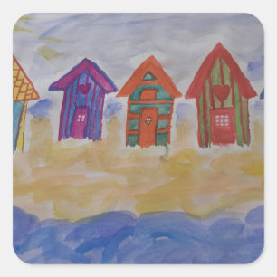Beach Huts Square Sticker