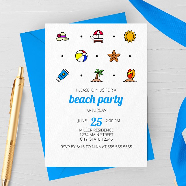 Beach Icons Party Invitation (Creator Uploaded)