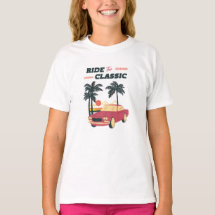 Beach Illustration Retro Classic Car T-Shirt