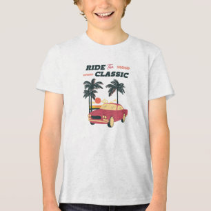 Beach Illustration Retro Classic Car Tri-Blend Shirt