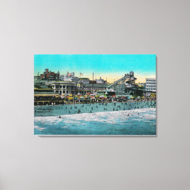 Beach in front of the Bath House, Long Beach Canvas Print (Front)