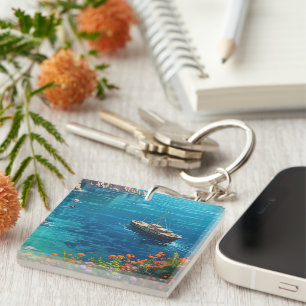Beach in Greece Key Ring