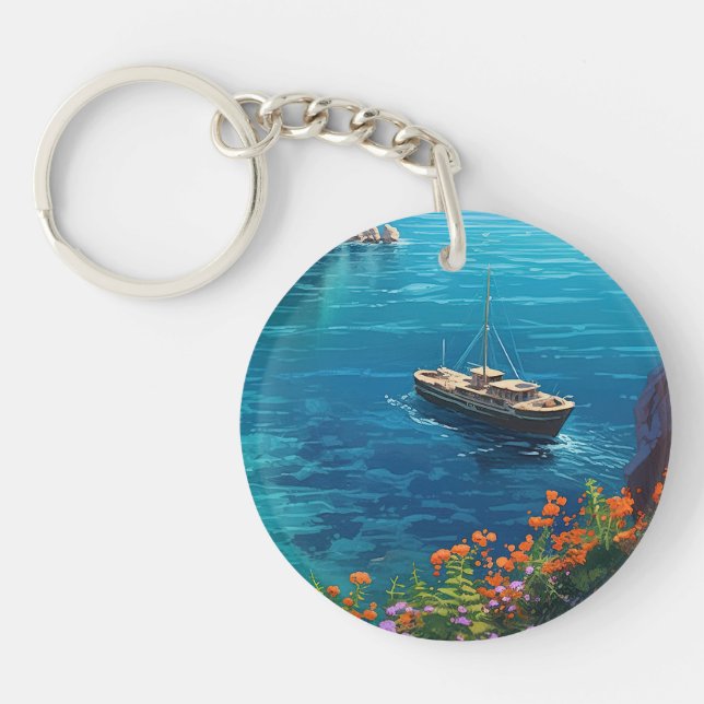 Beach in Greece  Key Ring (Front)
