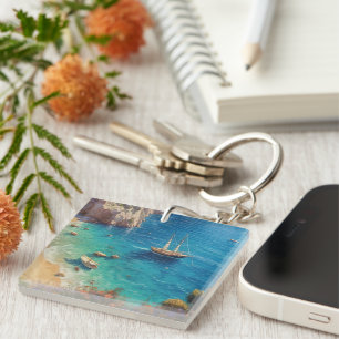 Beach in Greece Key Ring