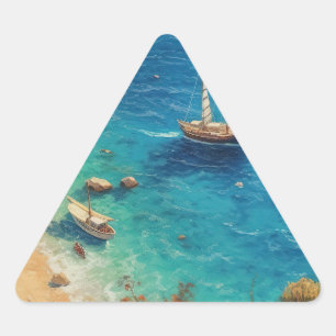 Beach in Greece Triangle Sticker