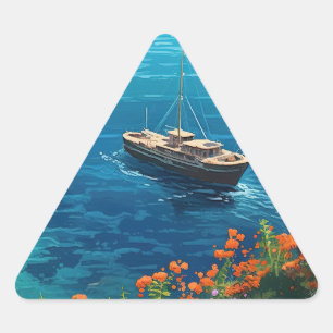 Beach in Greece Triangle Sticker
