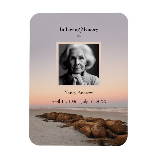 Beach In Loving Memory Funeral Memorial Keepsake Magnet (Vertical)