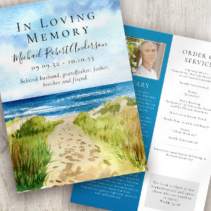 Beach In Loving Memory Funeral Program Programme