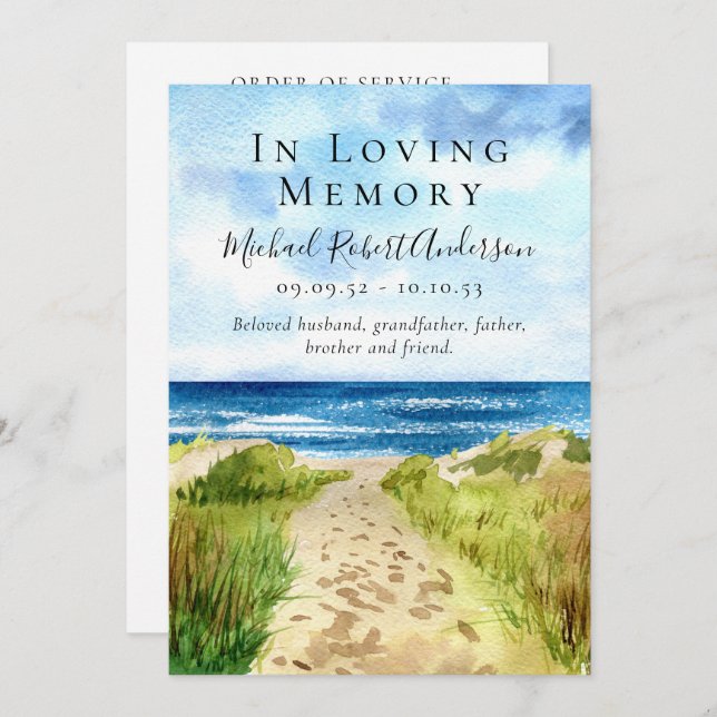 Beach In Loving Memory Funeral Programme (Front/Back)