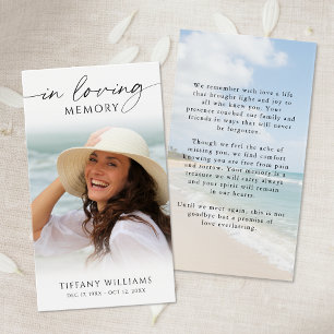 Beach In Loving Memory Photo Sympathy Prayer Card