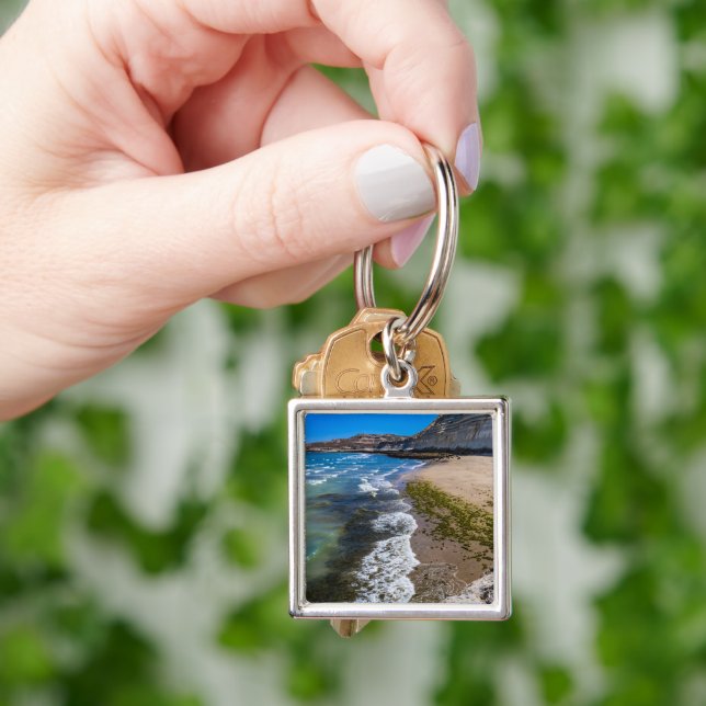Beach in Puerto Piramides, Argentina Key Ring (Hand)