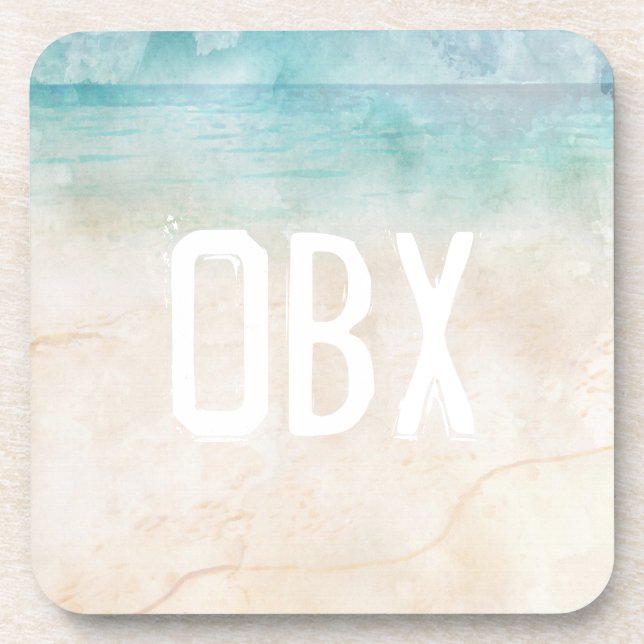Beach Initials Ocean Beach Water Sand Travel Fun Coaster (Front)
